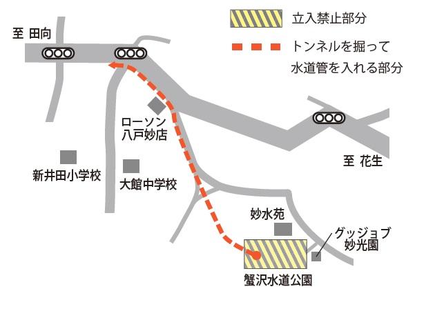 蟹沢配水幹線布設替（シールド）工事概要図